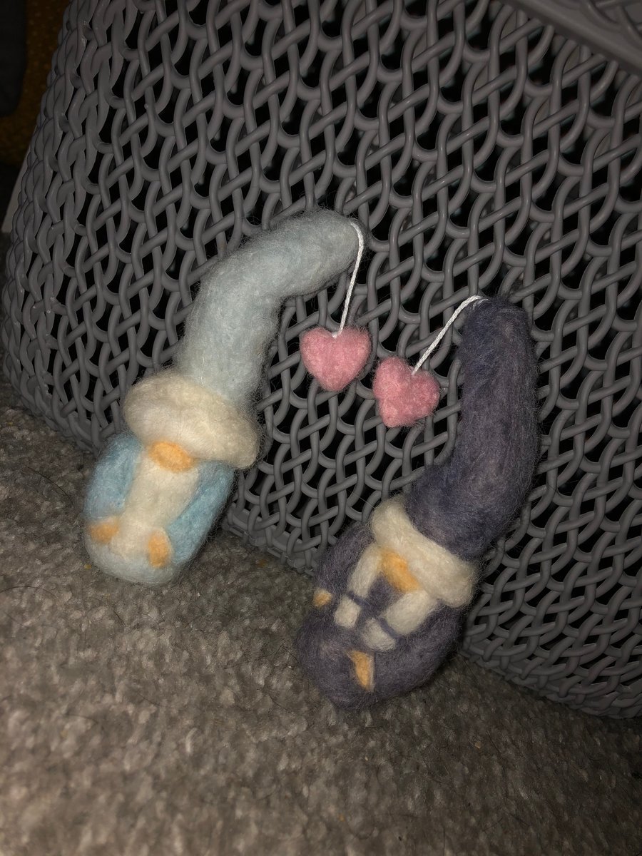 Needle felted gnomes with love heart detail