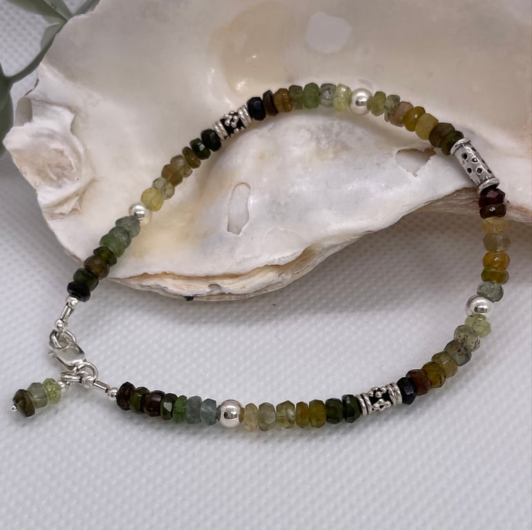 Tourmaline and sterling silver bracelet