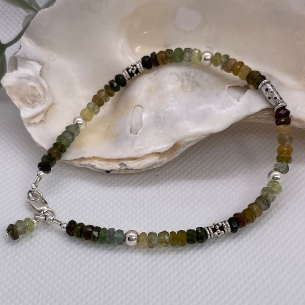 Tourmaline and sterling silver bracelet