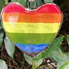 Fused Glass Rainbow Heart Hanger