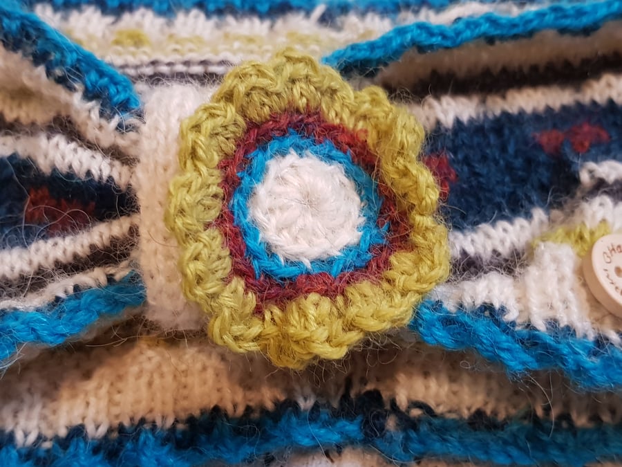 Hand knitted alpaca fairisle headband 