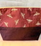 Bees (white on purple) - Large zipped pouch for toiletries, shaving kit, art etc
