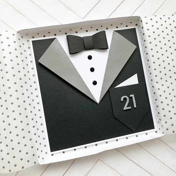 Birthday card - 21st birthday card tuxedo