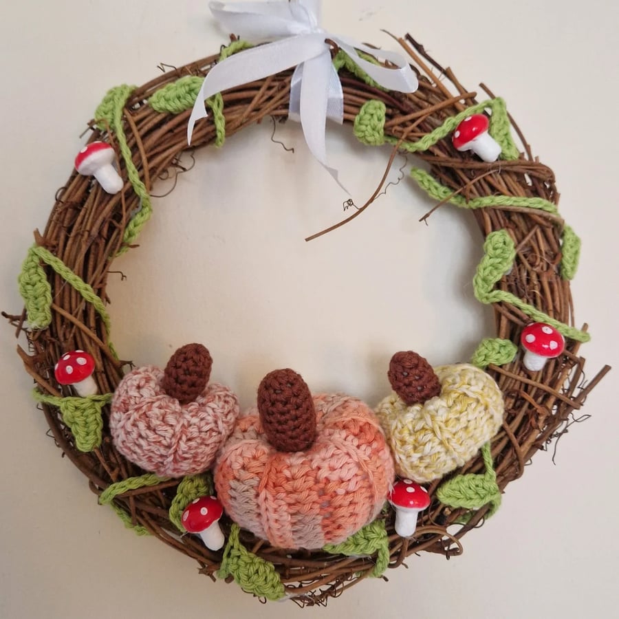 Autumn Pumpkin & Toadstool Wreath