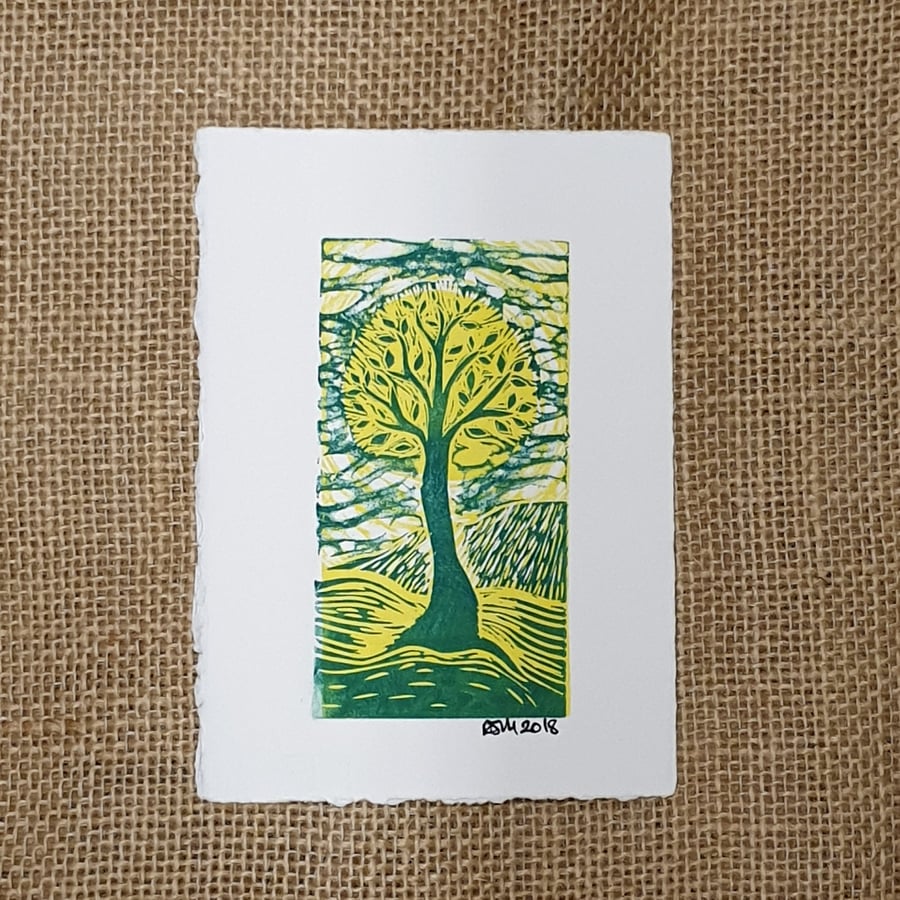 Spring Tree, original linoprint