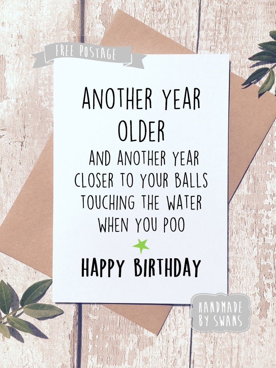 Funny Happy Birthday Card , rude birthday card, funny card for friend, funny car