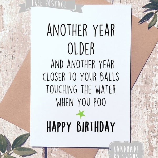 Funny Happy Birthday Card , rude birthday card, funny card for friend, funny car