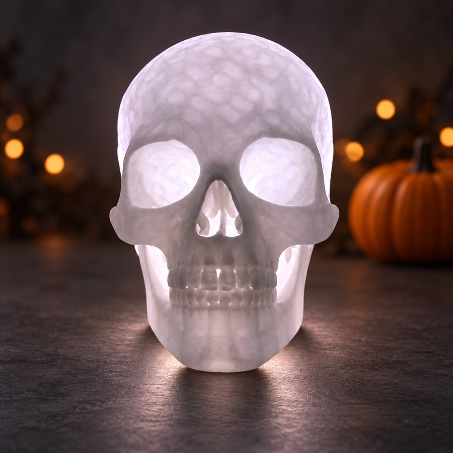 Glow in the Dark Skull Lamp with Remote-Controlled RGB LEDs