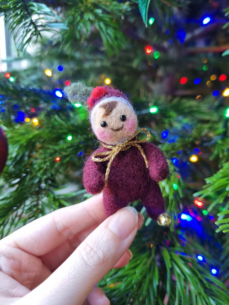 Pocket Pixies "Figgy" Christmas Decorations, Mini Art Doll