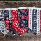 Scandi Christmas Fireplace Bunting - Red & Blue Scandi Fabric design