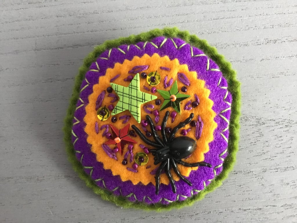 Hand Embroidered Halloween Brooch