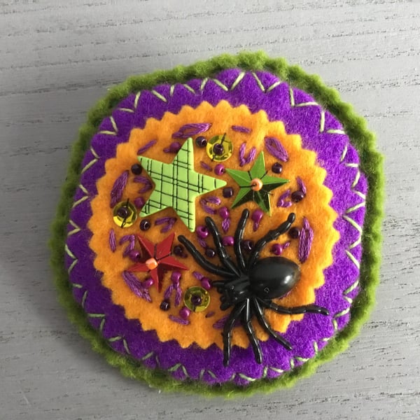 Hand Embroidered Halloween Brooch