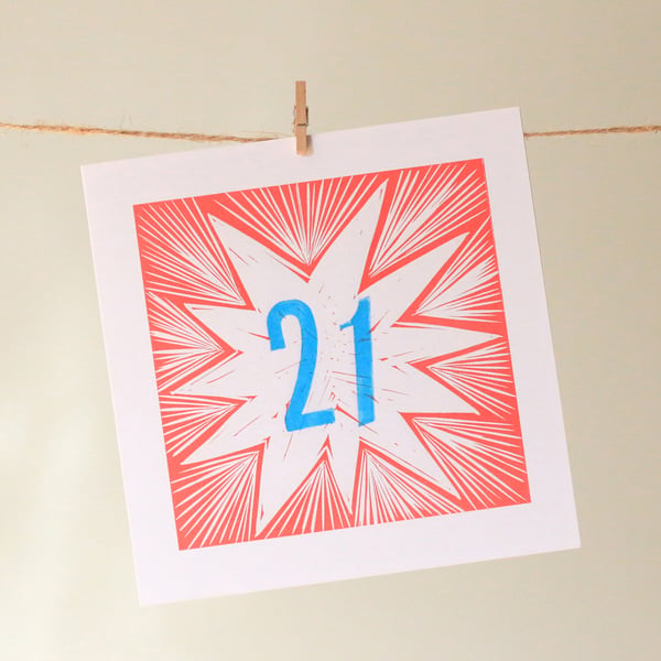 '21' birthday card