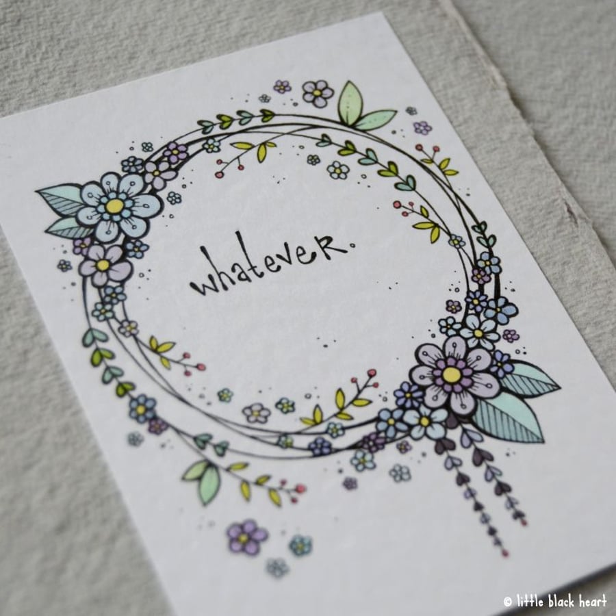 floral wreath - whatever - original aceo