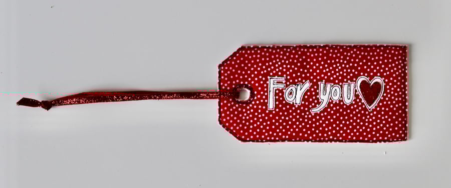 'For You' Number 3 - Handmade Fabric Gift Tag