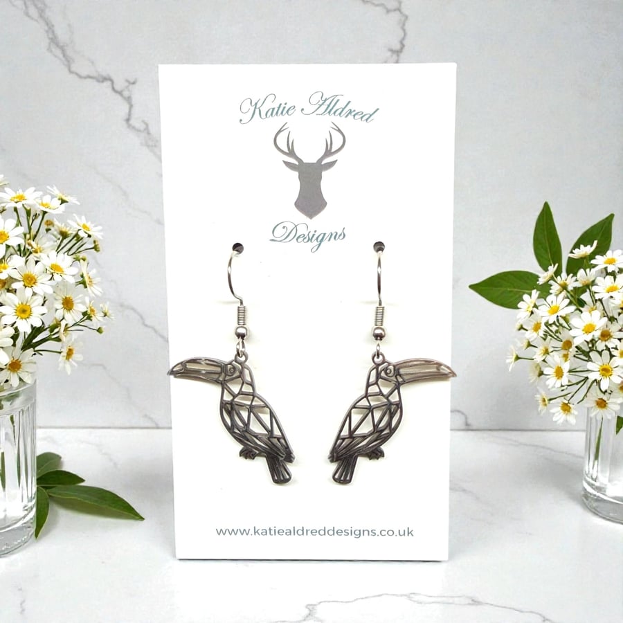 Charm Earrings - Geometric Toucan