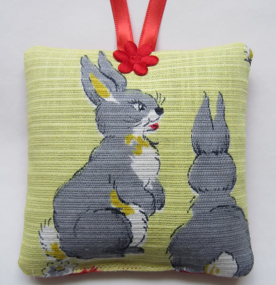 SALE Vintage Rabbit Lavender Bag with Hanging Loop