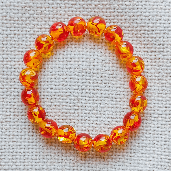 Ladies Natural Amber Elastic Bead Bracelet