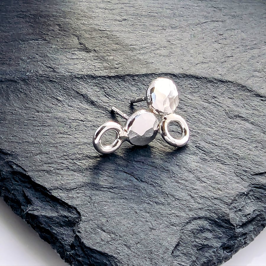 STERLING SILVER  Small Stud and hoop earrings, Handmade Urban Jewellery