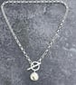 Gold Heart Pebble Fob Necklace, Sterling Silver and gold Fob Necklace, valentine - Image 7