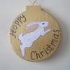 White Rabbit Christmas Tree Bauble Decoration