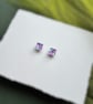 Pink & Blue Acrylic Confetti Square Stud Earrings - Image 4
