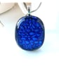 Blue Sparkly Dichroic Fused Glass Pendant 271 silver plated chain handmade gift - Image 8