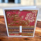 Handmade Brilliant Brother in Law Card. Gold Pagoda Birthday Card. Japanese Card