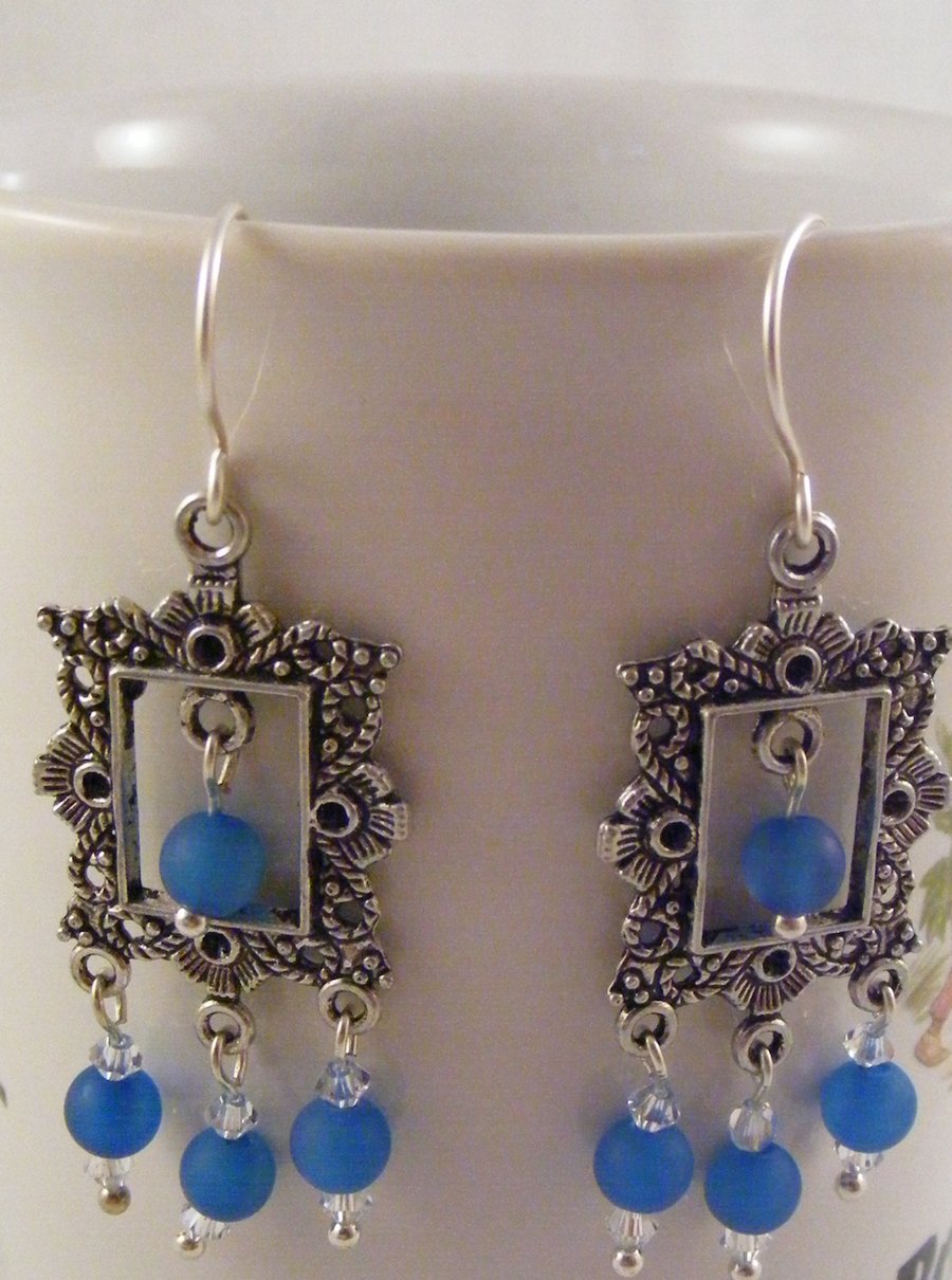 Blue Chandelier Earrings