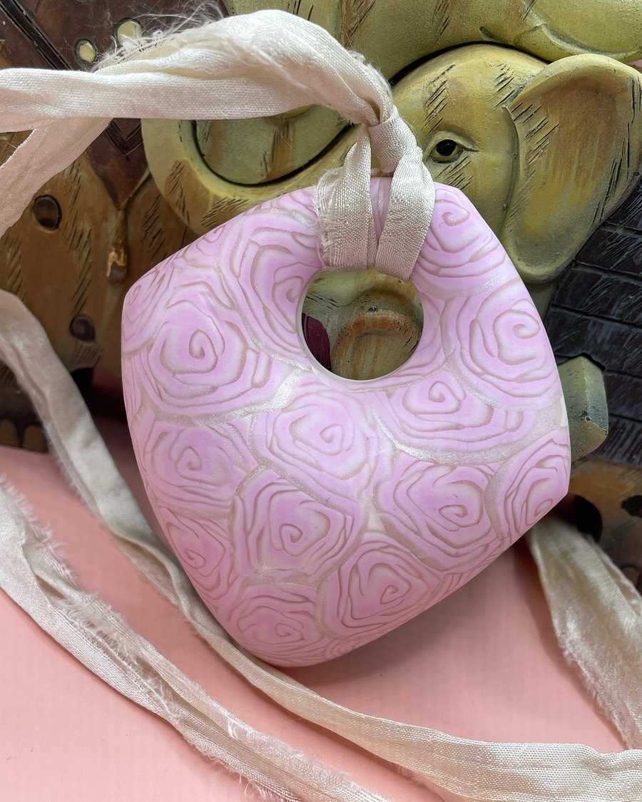 Puff Pink Rose Pendant