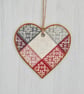 Red Grey Diamonds: Decoupaged Wooden Hanging Heart 15cm (6") - Image 3