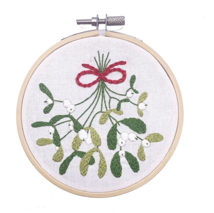 Mistletoe Mini Embroidery Kit Easy Craft Kit for Beginners 