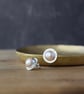 Luxury Pearl Stud Earrings in Sterling Silver - Elegant Bridal Jewellery  - Image 2