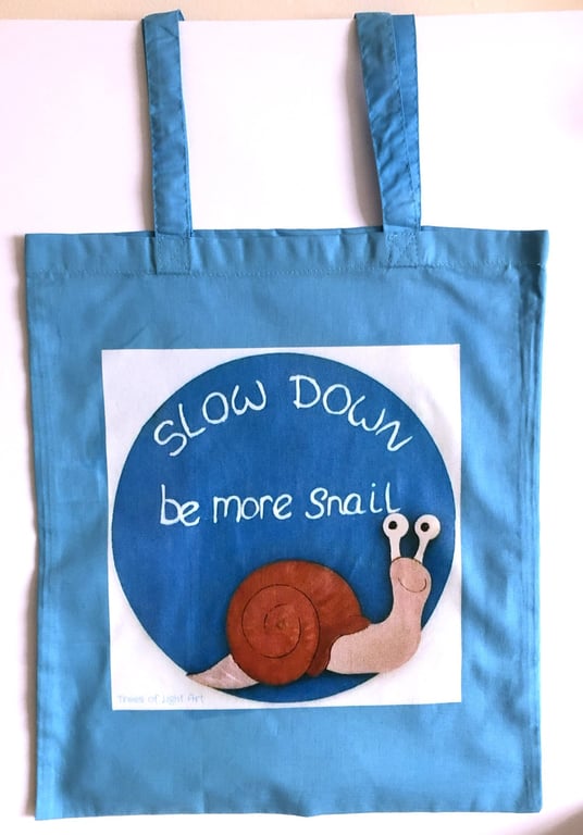 Joyous Tote bag. Fabulous colour tote bag printed with a snail design.