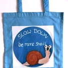 Joyous Tote bag. Fabulous colour tote bag printed with a snail design.