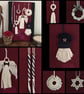 Boho macrame Christmas decoration set- navy trim - Image 9