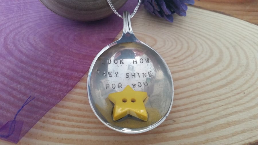Upcycled Silver Plated Stamped Star Necklace