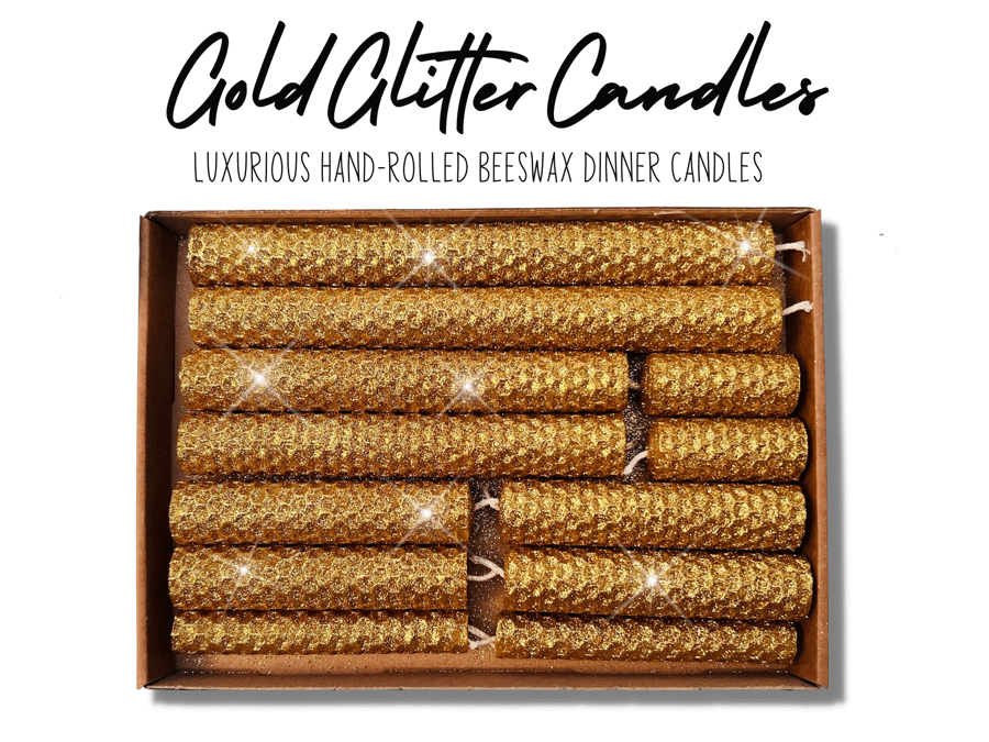 Molten Gold Glitter Pillar Candles Set of 12 Folksy