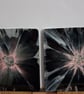 Set of two handmade epoxy resin square coaster. Black, grey, pink 