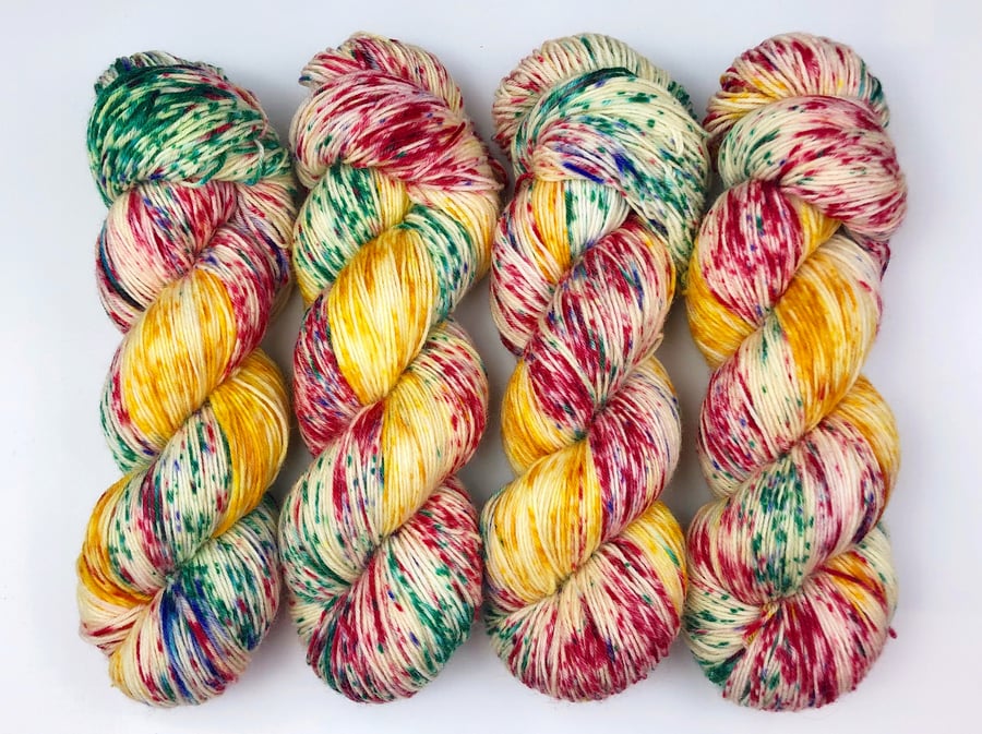 Hand Dyed Yarn: 4ply Merino Nylon - Noelle. Sock Yarn, Merino Wool 