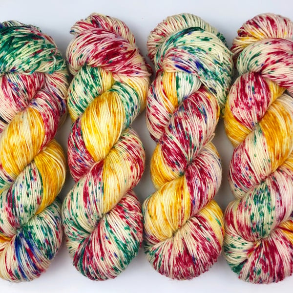 Hand Dyed Yarn: 4ply Merino Nylon - Noelle. Sock Yarn, Merino Wool 