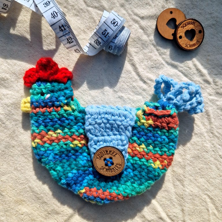 Rainbow chicken pouch cotton coin purse, Birthday gift, Christmas gift