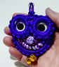 Handmade Purple Owl Charm – Macramé Phone or Bag Accessory with Bells - Image 2