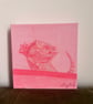 Pink Bearded Dragon Acrylic Painting with Gems on 6"x6" Chunky Box Canvas
