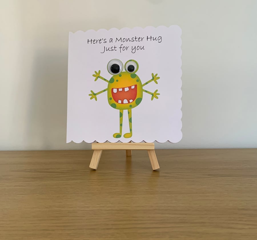Googly Eye Monster Hug Greeting Card. Design 6