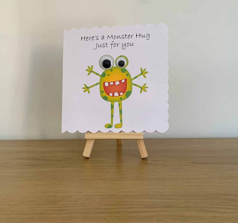 Googly Eye Monster Hug Greeting Card. Design 6