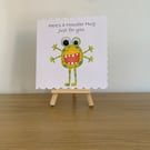 Googly Eye Monster Hug Greeting Card. Design 6