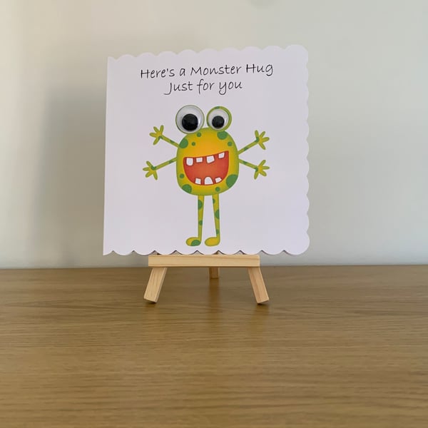Googly Eye Monster Hug Greeting Card. Design 6