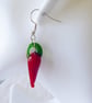Lampwork Glass Red Hot Chilli Pepper Earrings