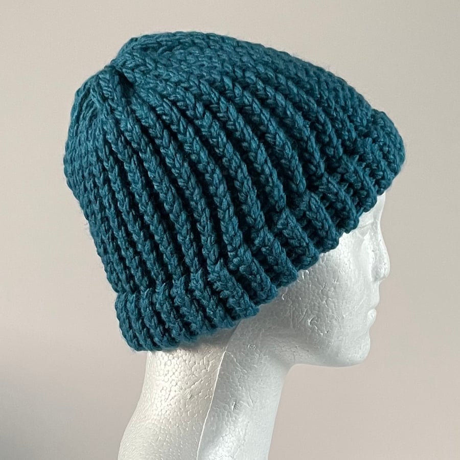 Knitted Beanie with a Fixed Brim, Available in two sizes, perfectly imperfect